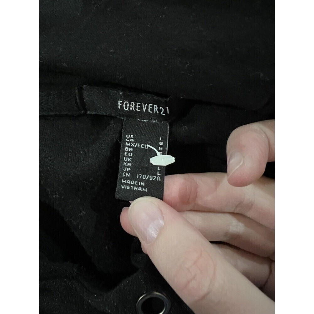 Forever 21 Women's Black Checked Long Sleeve Cropped Hoodie Size Small - Picture 6 of 7